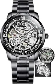[DAXIAOYU] Mens Mechanical Watches Automatic Skeleton Tourbillon Steel Belt Man Analog Wristwatch Waterproof Luminous