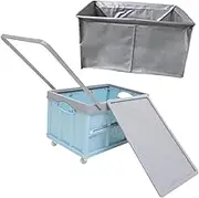 Toddmomy Collapsible Crate with Wheels Handle Utility Rolling Cart for Classroom Vehicle Storage Heavy Duty Blue Storage with Effortless Mobility