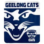 Geelong Cats Polar Fleece Throw Rug Blanket. Team Colours & Logo. AFL Footy