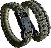 [CIBBALIY] 2 Army Green Paracord Bracelets 8.5" Braided Tactical Bracelet include Parachute Cord and Plastic Buckles for Hiking Travelling Camping