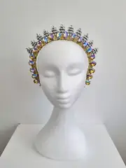 Miss Ice Maiden. Womens golden lilac rhinestone headband fascinator