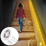 Motion Sensor Cabinet Led Lights - USB Rechargeable Battery Operated Motion Activated Night Lighting Strip with Magnetic Stick for Under Closet Bar Bed Kitchen Wall Counter Stair Mirror