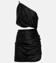 [The Sei] The Sei One-shoulder cutout silk minidress AU 12 black