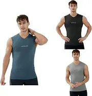[vf VFIT] Men's Sleeveless Compression T Shirt Breathable Quick Dry Sports Tops Fitness Running Light Grey S, lightgrey, S