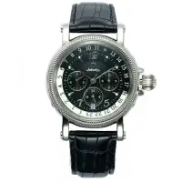 在飛比找Yahoo奇摩購物中心優惠-Jebely瑞士機械錶-流森新古城系列-三眼造型機械錶-黑/