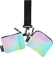 [Amooorous] Colorful Laser Design Squares Dual Wristlet Wallets for Women Small Portable Women's Money Organizers with Zipper Coin Pocket for Daily Use 2 Packs, Colorful laser design squares, 1 size, Casual