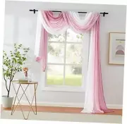 1 Piece Ombre Chiffon Sheer Window Scarf Valance Curtains 18ft for Living