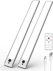 EZVALO Under Cabinet Lights,14.5In Motion Sensor Light Indoor Dimmable, Super Bright 4000mAh Rechargeable Closet Lights 5700K with Remote Control, Wireless Under Counter Light for Kitchen,Cabinet