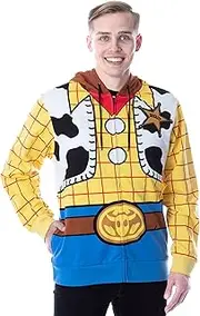 [Disney] Pixar Toy Story Men's I Am Woody The Cowboy Sheriff Costume Adult Sweatshirt Zip Hoodie