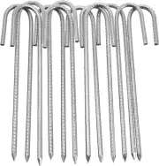 Galvanized Rebar Stakes 12in Heavy Duty Ground Stakes J Hooks for Camping Tent