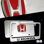 For HONDA ACCORD CIVIC Stainless Steel License Plate Frame + Caps - Front & Back (for: Honda)