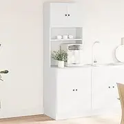 White Kitchen Pantry Cabinet, Tall Storage Cabinet with Doors & Drawers, Freestanding Wood Organizer for Dining Room, 60x50x180 cm