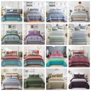Bohemia Striped Bedspread Set Patchwork Quilted Coverlet Queen/King Size Bedding