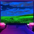 Large Wall Art Blacklight Poster UV Reactive Tapestry Wall Hanging Sky and Grass