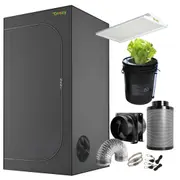 GROZY Model Q 100W LED Grow Light 80x80x160cm Tent Fan Ventilation Kits DWC System Combo