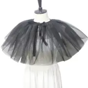 Victorians Ruffle False Collar Vintage Layered Mesh Big Shawl Capelet for Women