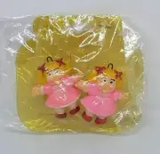 Pair of Vintage Cabbage Patch Kids Blond Hair Pink Dress Plastic Barrettes