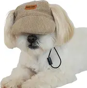 Corduroy Dog Hat Sport Baseball Cap for Pets Outdoor Hat Sun Protection Summer Cap for Small Medium Large Dogs (Beige, XL)