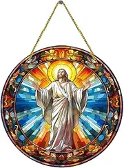 Nativity Window Decorations, Nativity Ornaments, Acrylic Jesus and Virgin Mary Window Decoration, Colourful Christian Home Decorations, Nativity Decoration for Christmas Decoration