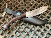 12.5" Custom Handmade Full Tang Machete Knife With Leather Sheath