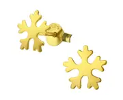 14K Gold Plated Sterling Silver Snowflake Stud Earrings