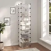 Shoe Cabinet, PP Shoe Rack, Freestanding Shoes Organizer for Entryway, Foyer, Hallway, Easy Assemble, 44x32x174 cm, Transparent