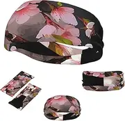[QMNEHJ] Sports Headband for Men Women Moisture Wicking Athletic Sweatband Tempting Cherry Blossoms Workout Sweat Bands Non Slip Headbands Stretchy Hairband for Running Cycling Football Yoga