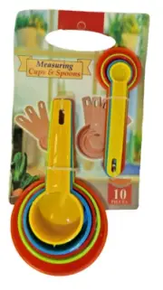 Multicolor Set of Measuring Spoons and Cups - MultiColor, Durable Plastic.