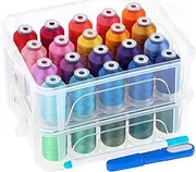 [New brothread] 40 Brother Colors 500m Each Embroidery Machine Thread with Clear Plastic Storage Box for Embroidery Sewing Machine