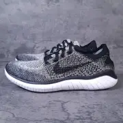 NIKE Free RN Flyknit 2018 Running Shoes Womens 8 White Black Oreo