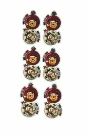 PLSCS Cute Winnie Pooh Bauble Planar/Acrylic Flatback Pk6 DIY Earrings/Bow/Craft