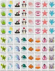 Seaside-Escape Game Blocks Mahjong Sets, 65tiles 30mm Flag Pattern Tile, Seaside-Escape Block Puzzle, Family Games Blocks Mahjong Tiles Set, Fun Board Mahjong Games for Picnic