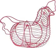 Generic Rustic Egg Basket Hen Shaped Pink Wire Egg Holder Creative with Handles