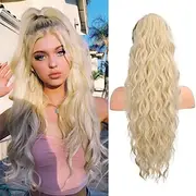 Ponytail Extension 26 Inch Drawstring Ponytail Hair Extensions for WomenLong Curly Wavy Ponytail Natural Wavy Synthetic Hairpiece for Women Daily Use party