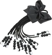 GARVALON Braided Wig Ponytail Hair Extension with Bowknot Design for Charming Beaded Ponytail Accessory for Daily Wear Parties and Dance Performances Fashionable Hairpiece