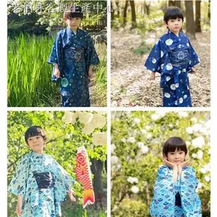 天天免運☞日本男童 防皺 正裝 振袖和服浴衣配腰帶兒童和服浴衣男 煙火 日式