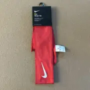 Nike DRI FIT Head Tie Headband Red W/white Swoosh Tennis Badminton Pickleball