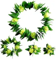 [NAMOARLY] 5pcs Hawaii Leaf Skirt for Tropical Costume Parties Leaf Skirt Floral Headdress Garland Wristband for Luau Dance Events
