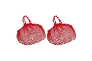 2PK Sachi Reusable Cotton String Shopping Bag Storage Long Handle Handbag Red