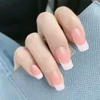 Nude Color Nails Flat Edge Style Reusable Press on Set for Diy Manicure Glossy