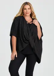 [Taking Shape] Taking Shape Evening Twist Poncho in Black, Ponte - Women's Accessories Black