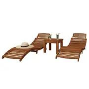 Wave Timber Outdoor Foldable Sun Lounge & Side Table Set