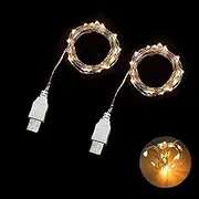 Sokelinn-six 2m 20 LEDs Fairy String Lights, USB Powered String Light for Desk Office Christmas Tree Party Decoration (Warm, 2)