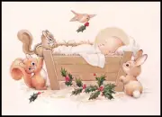 Greeting Card - Bird Chipmunk Rabbit Squirrel - Morehead - Christmas 0863