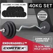 CORTEX 40kg EnduraCast Curl Bar Weight Set