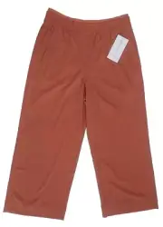 NWT ATHLETA Echo Wide Leg Cropped Ribbed Packable Pants Sunbaked Clay Size 10