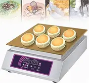Commercial Pancake Maker, Commercial Non-Stick Souffle Maker Machine 60-240℃ Temp Control Electric Muffin Maker Stainless Steel for Home Kitchen Restaurant Bakery Leisure Snack Bar,Singlehead