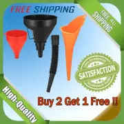 3x Fuel Funnels Set Plastic Long Neck Oil Funnels with Detachable Filter UD