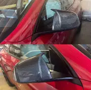 M STYLE REAL CARBON FIBER SIDE MIRROR COVERS CAPS FIT 2020-2024 TESLA MODEL Y