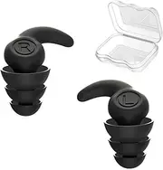 1 Pair Noise Cancelling Ear Plugs, Silicone Ear Buds with Storage Case, Washable, Reusable, Helps Hearing Protection, Snoring, Travel, Isolate Noise (Black, One Size)